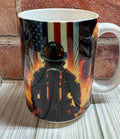15 oz Mug- Fireman with flames and flag