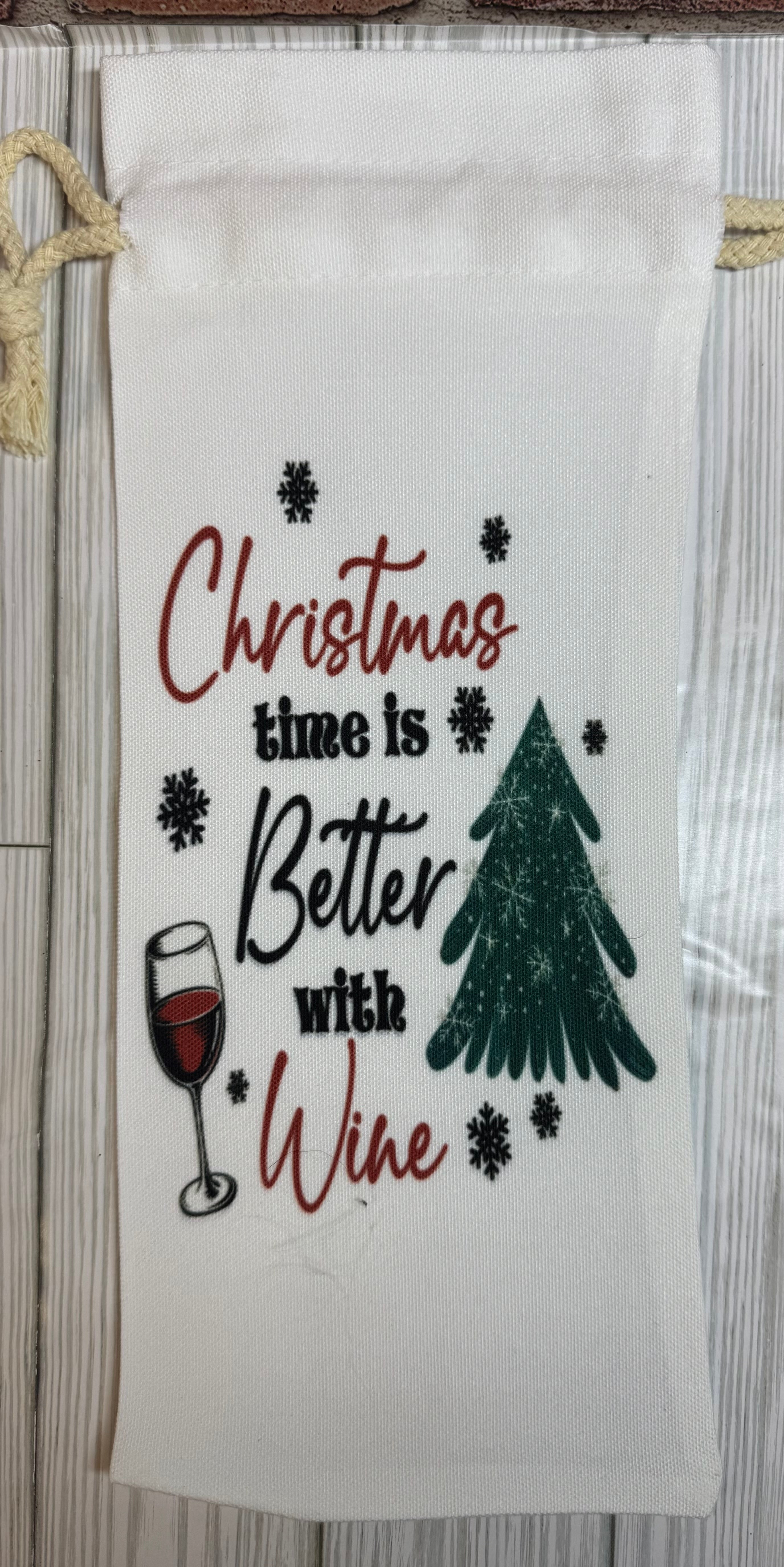 Wine Gift Bag Christmas time is better with wine
