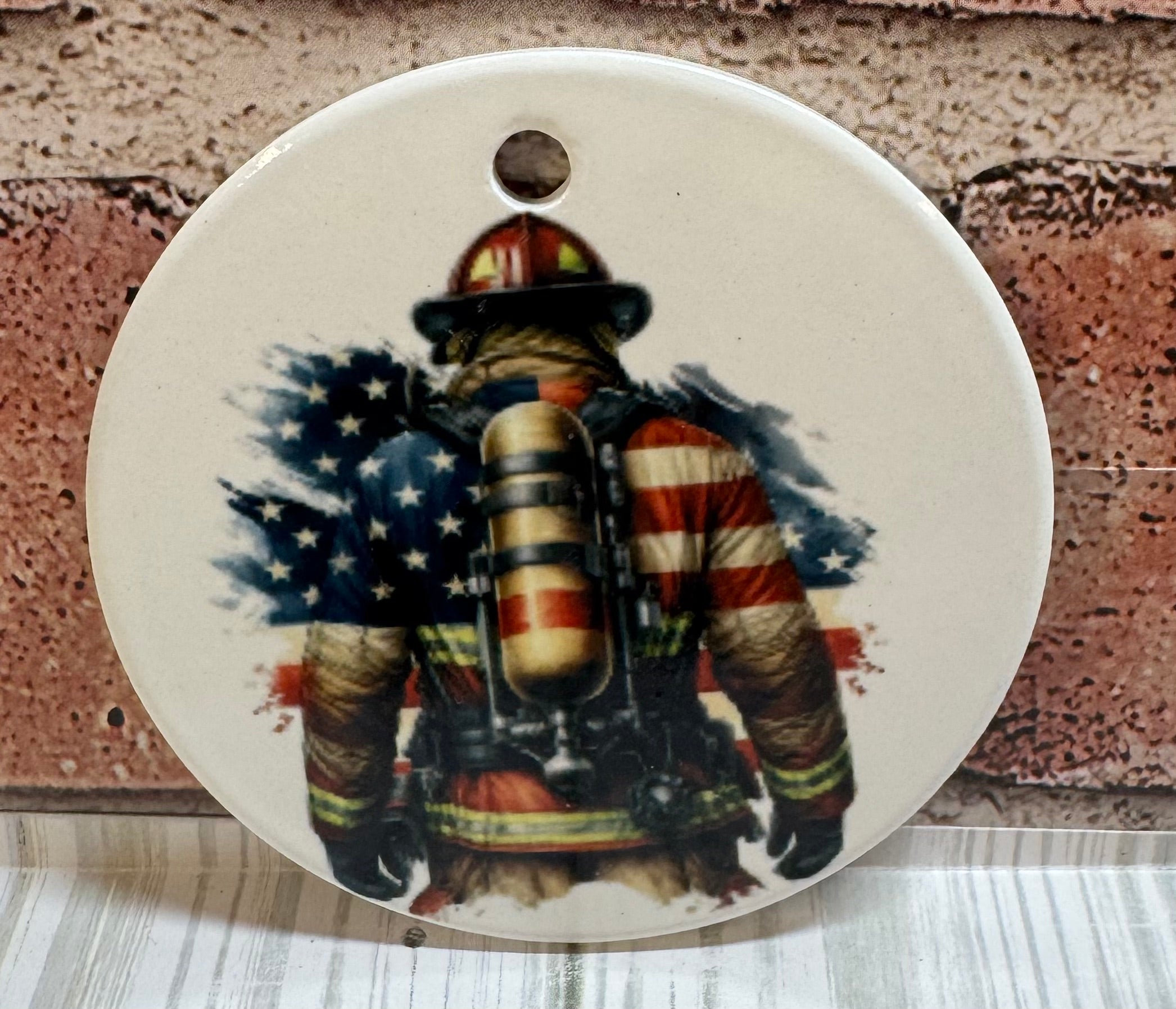 Ceramic Christmas Ornament Fireman