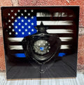 Square Ceramic Coaster Police badge blue