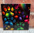 Square Ceramic Coaster Paw Prints Multi
