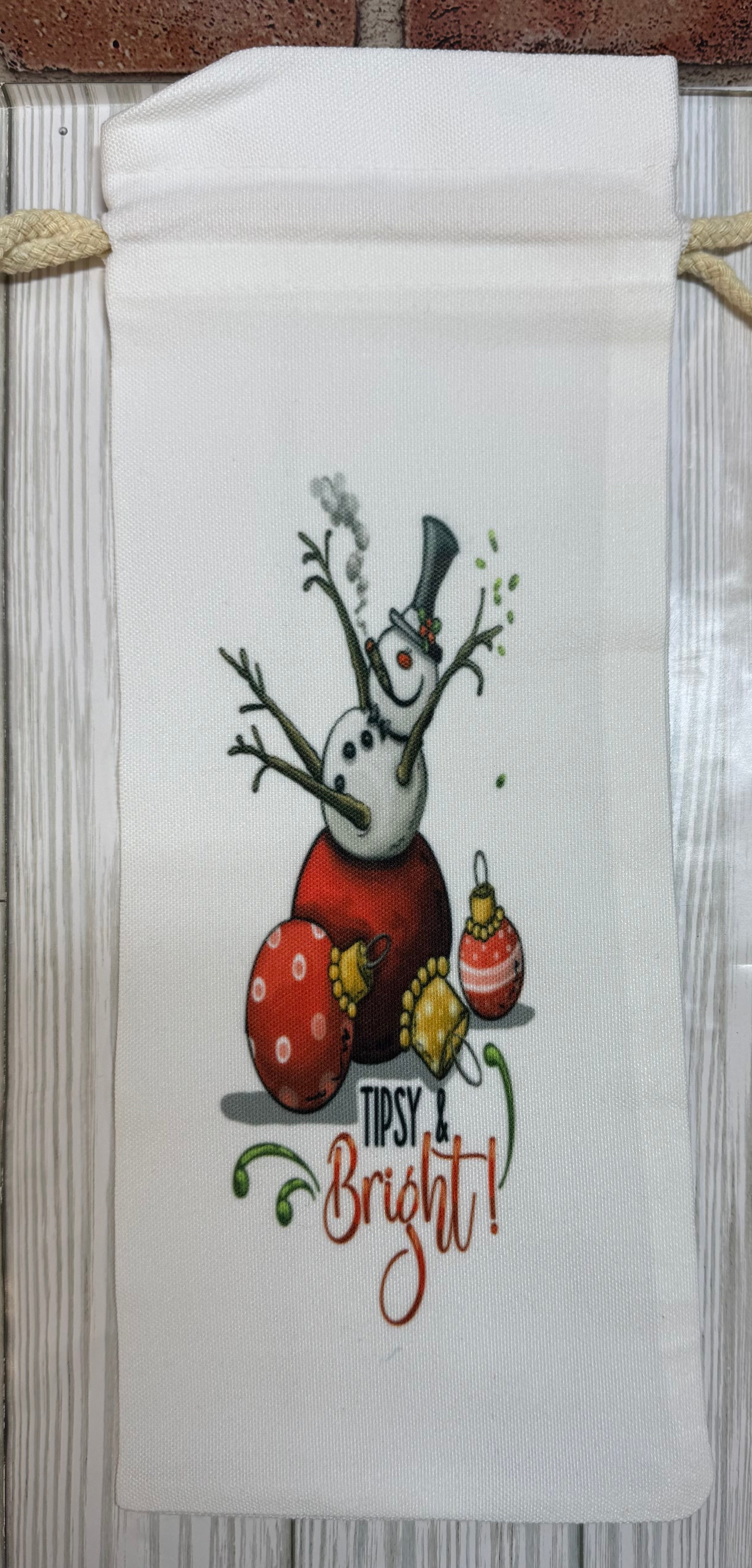 Wine Gift Bag Tipsy and Bright Snowman