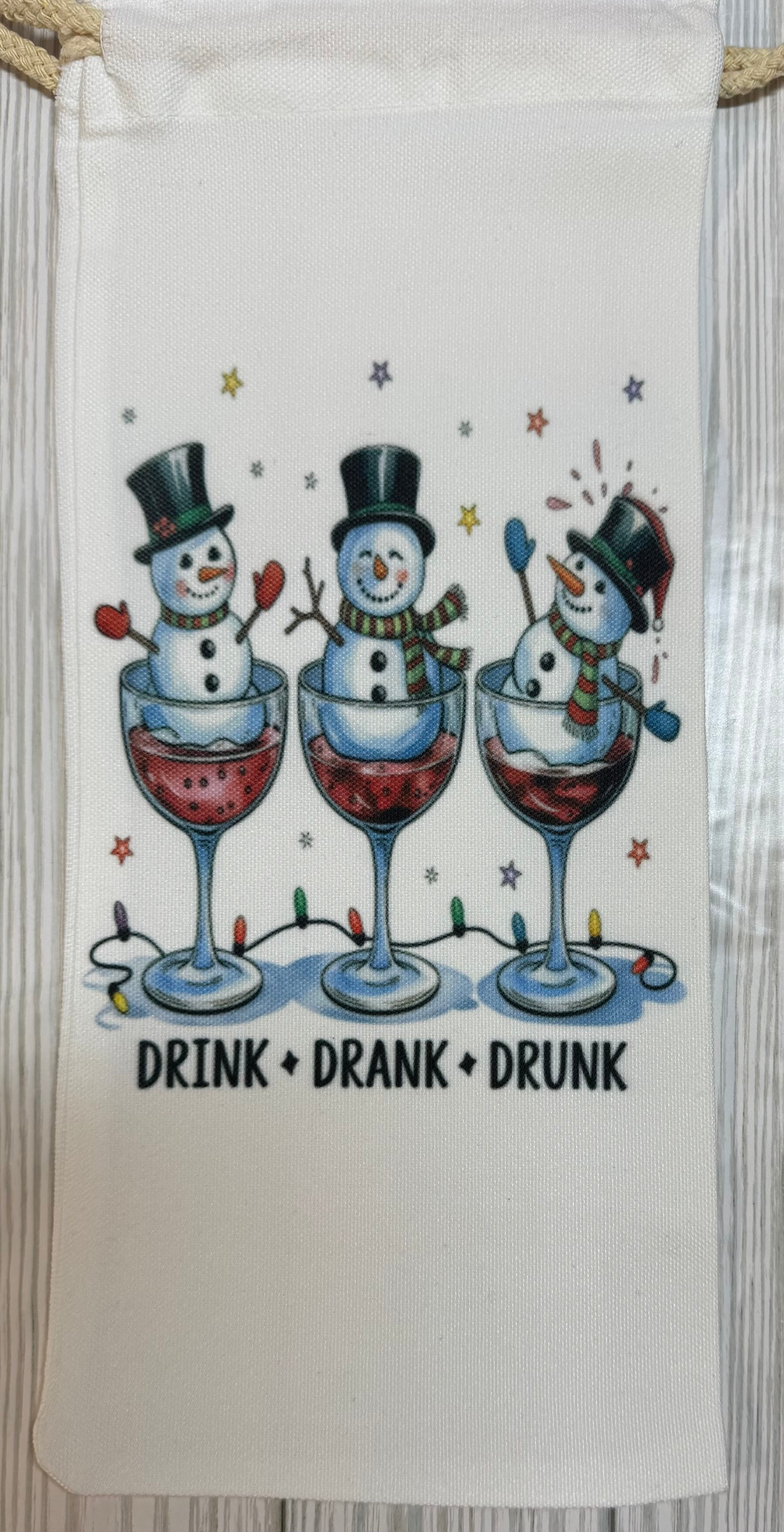 Wine Gift Bag Drink Drank Drunk Snowman