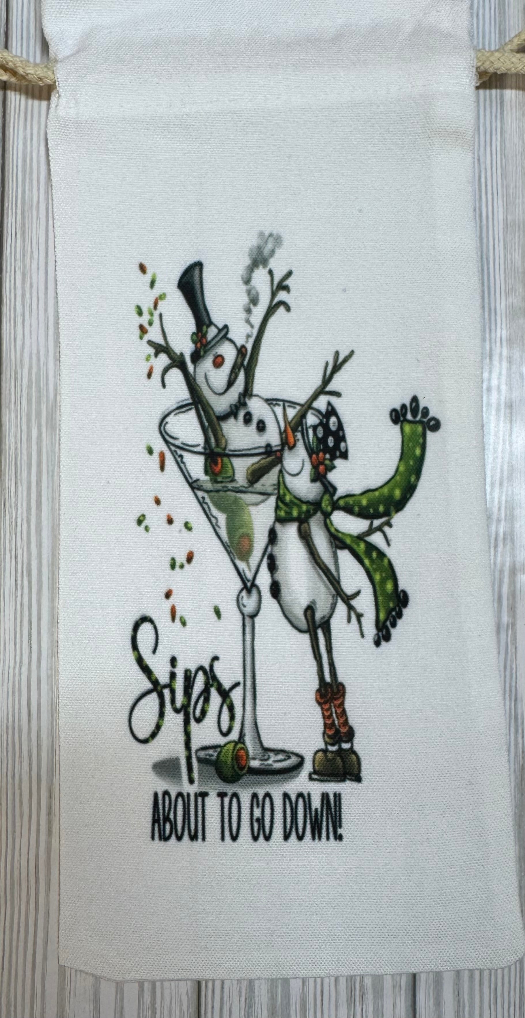 Wine Gift Bag Sips about to go down Snowman
