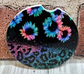 Car Coaster neon flowers leopard print