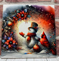 8 X 8 Ceramic Tile Snowman and Cardinal arch