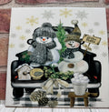 8 X 8 Ceramic tile snowmen in truck