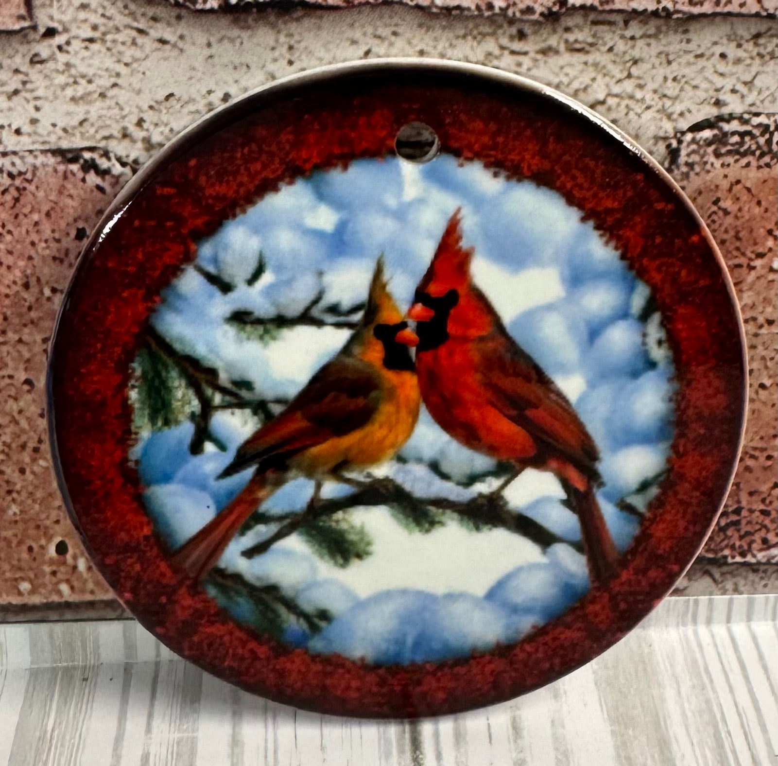 Ceramic Christmas Ornament Cardinal couple