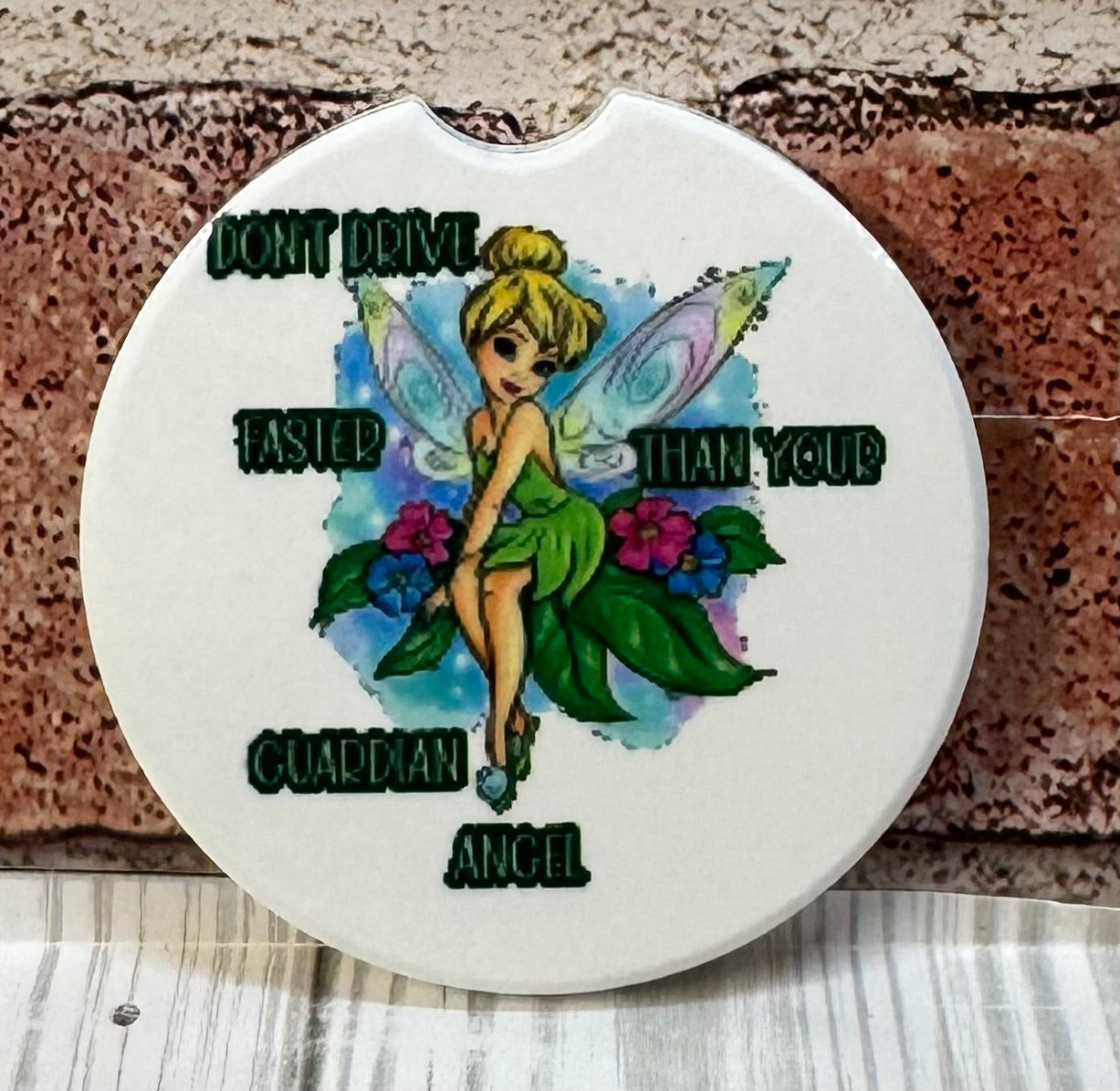 Car Coaster White TinkerBell Guardian Angel