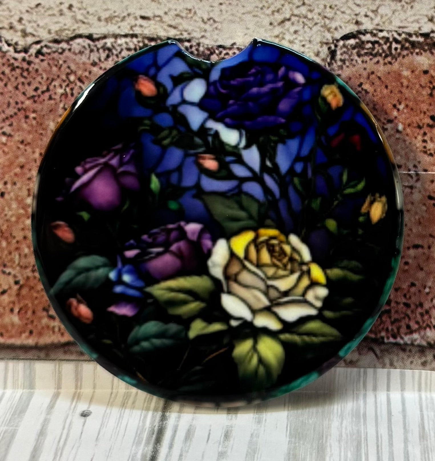 Car Coaster Stained Glass Roses