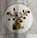 Round Ceramic Coater Reindeer with Christmas balls