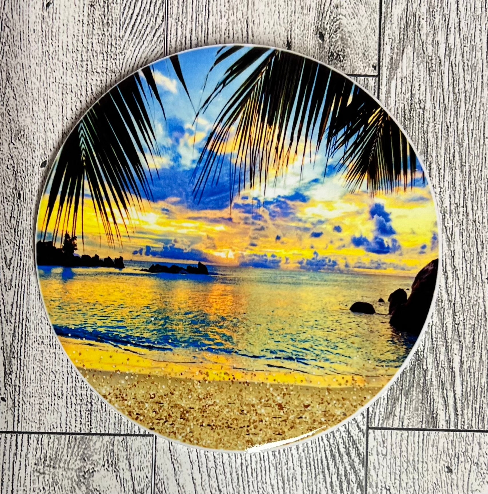 Round Ceramic Coaster Beach at sunrise