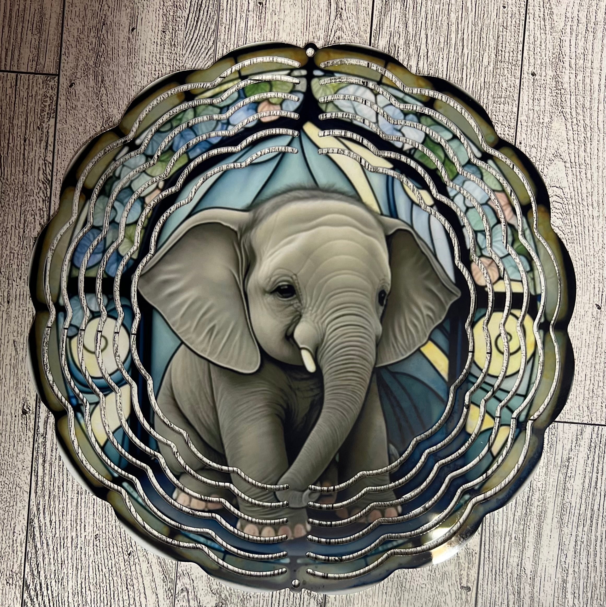 Wind Spinner Stained Glass Elephant