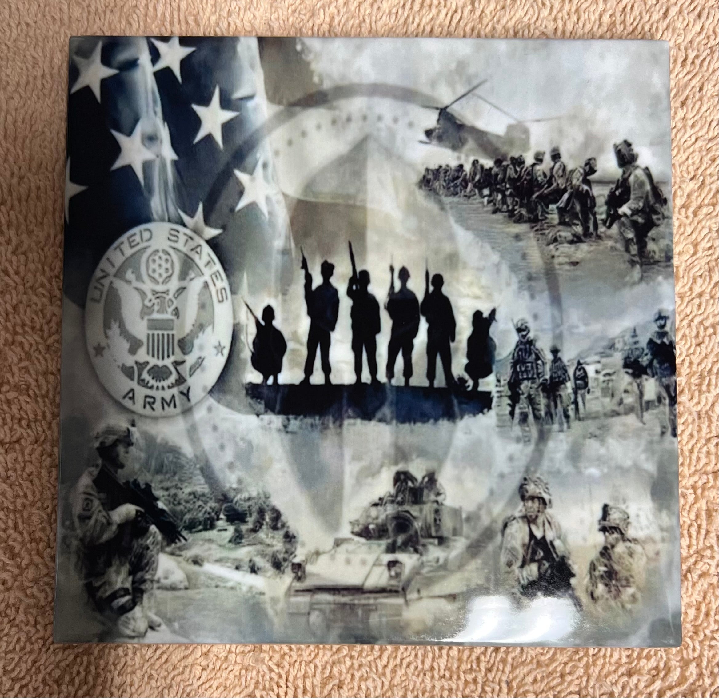 Square Ceramic Coaster Army Collage