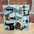 Square Ceramic Coaster Navy Collage