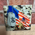 Square Ceramic Coaster Marine dog tags