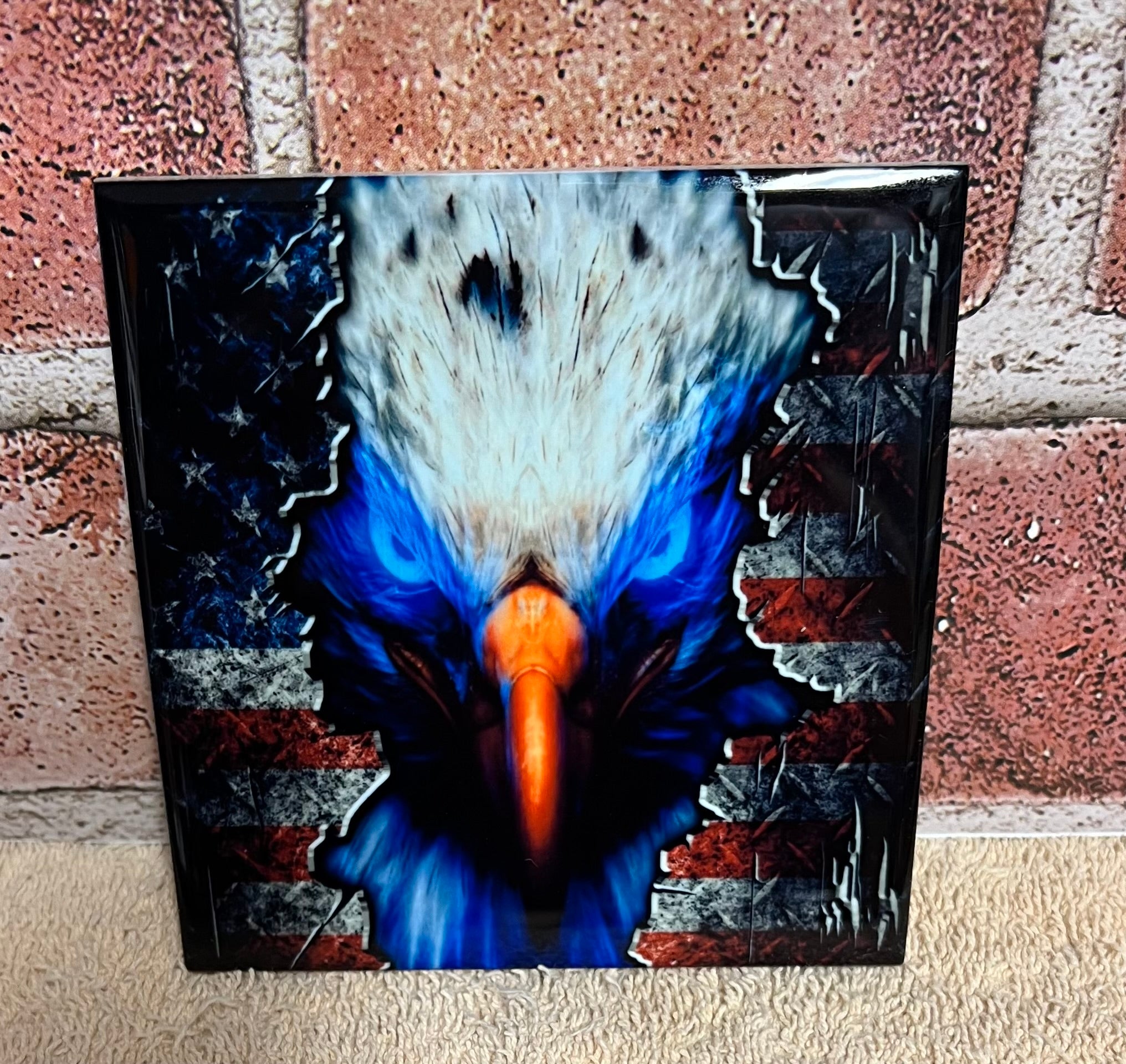 Square Ceramic Coaster Eagle with blue eyes