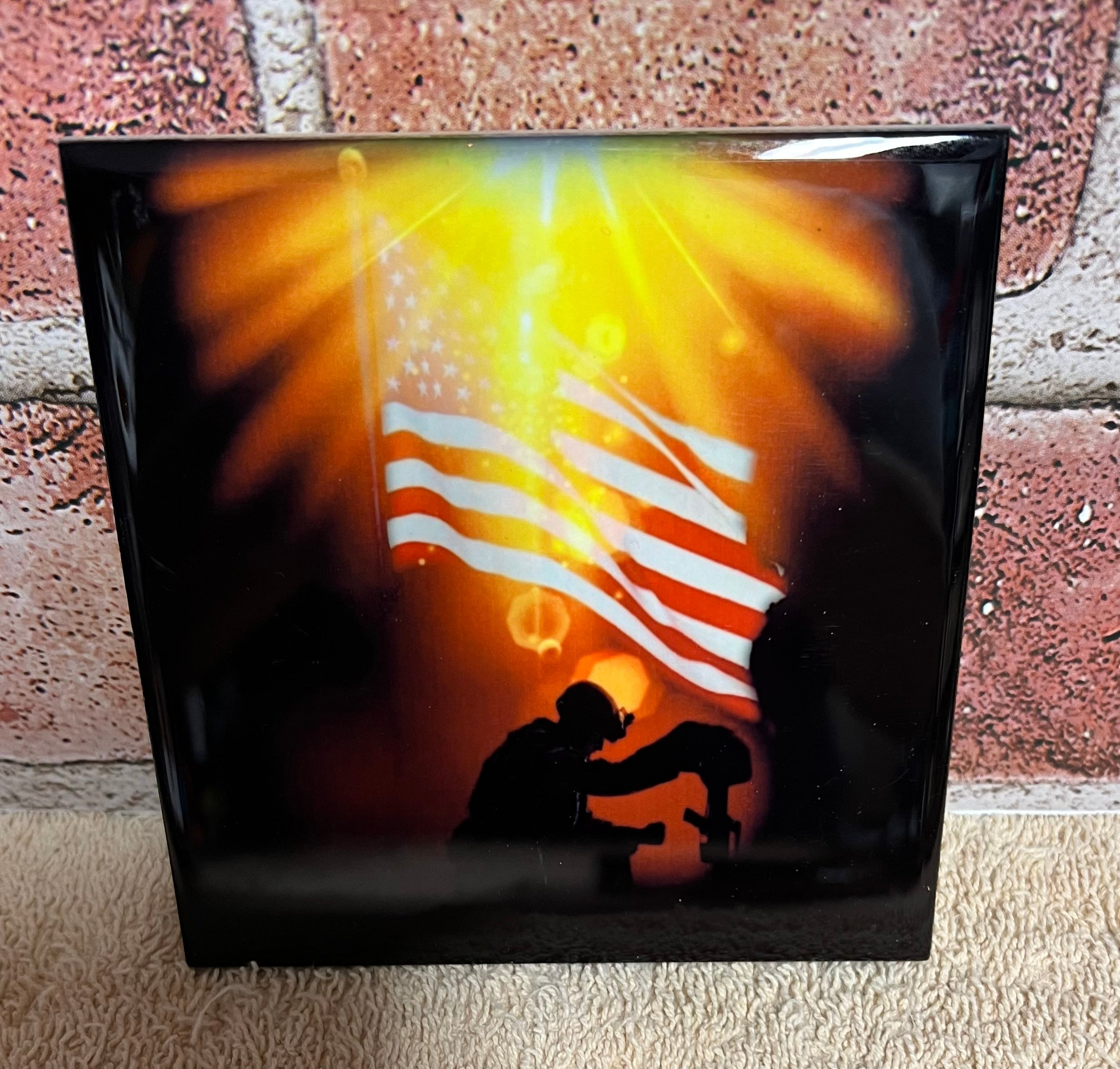 Square Ceramic Coaster Kneeling soldier