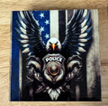 Square Ceramic Coaster Police Eagle with flag