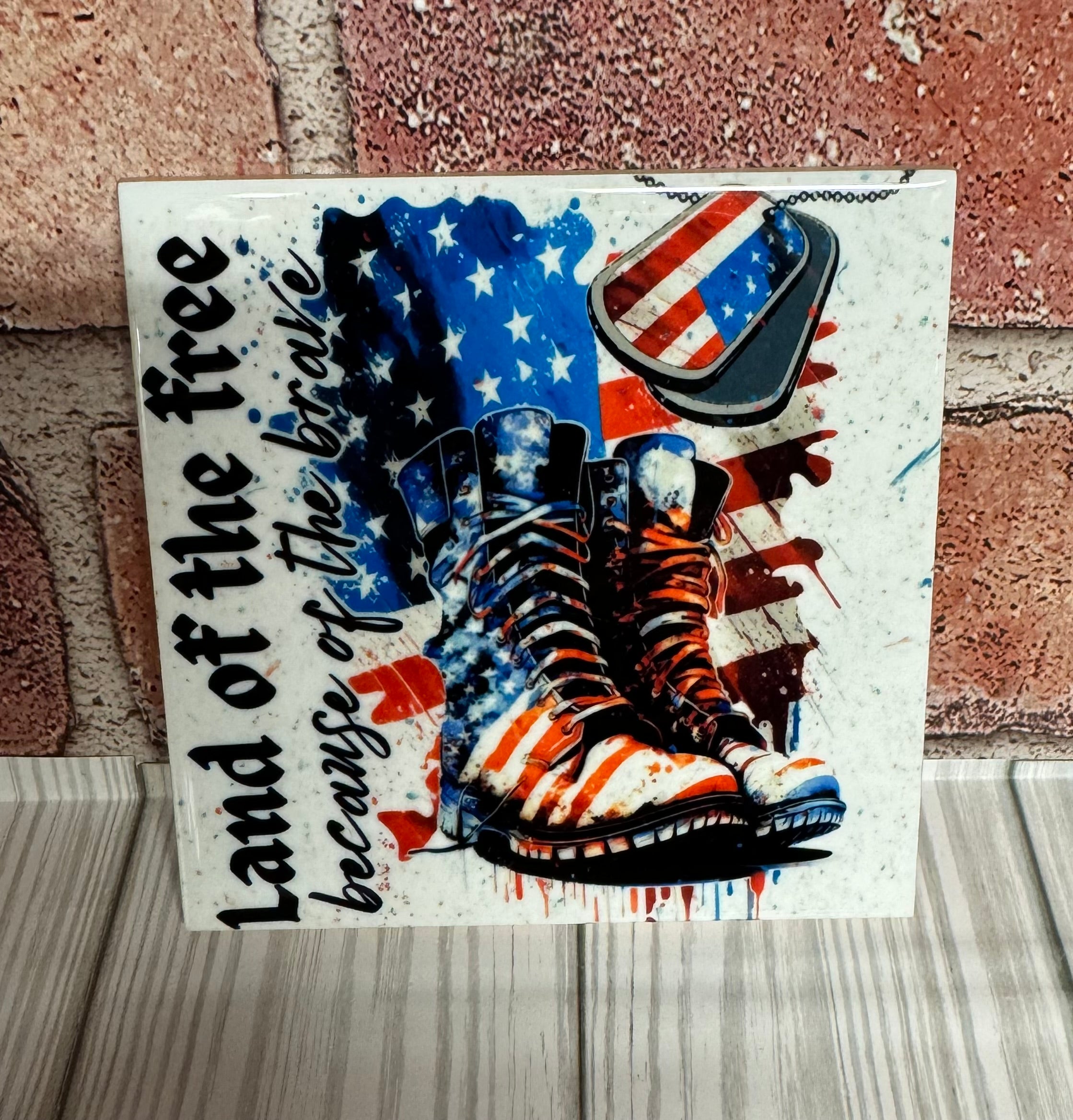 Square Ceramic Coaster Land of the Free