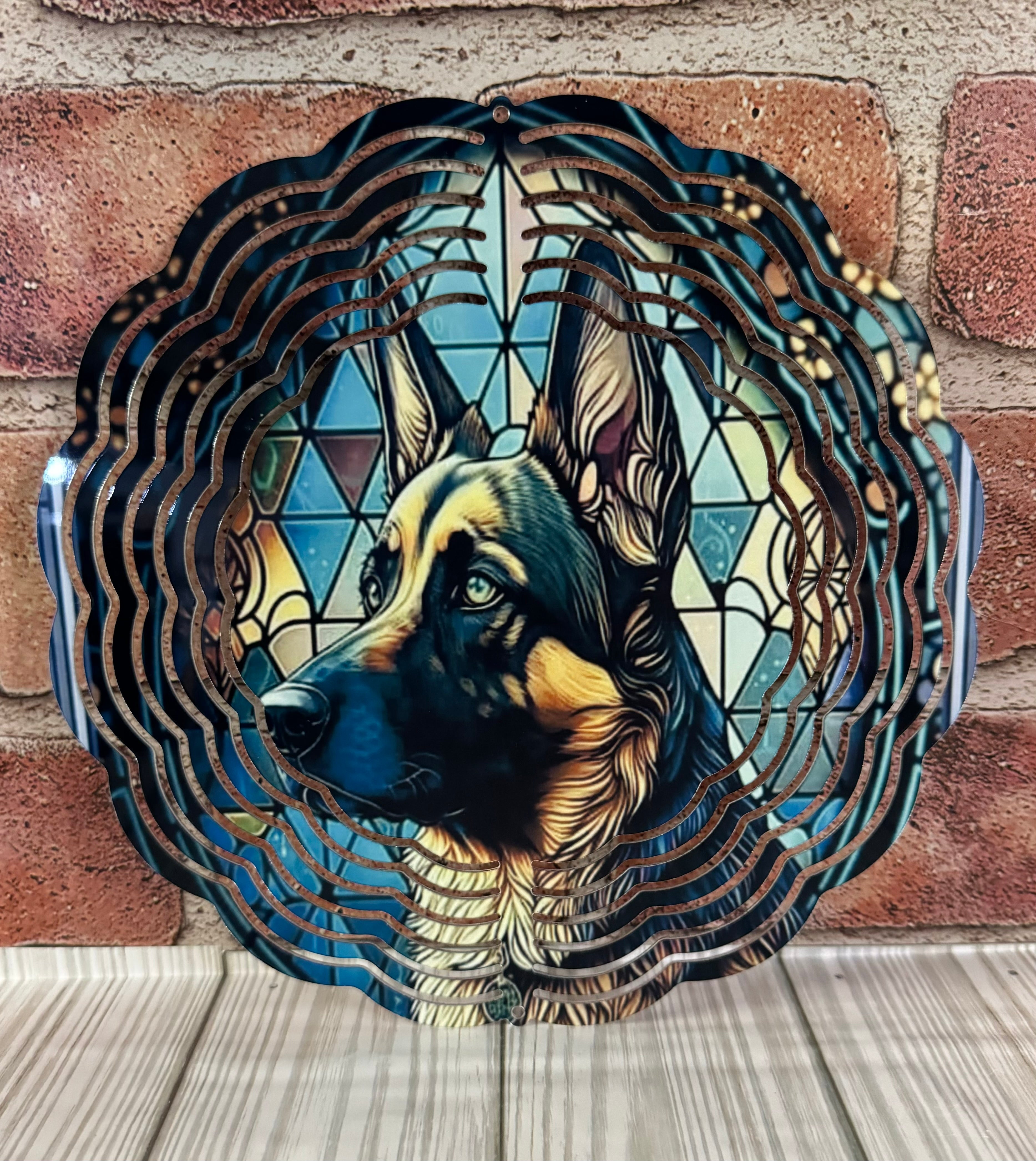Wind Spinner Stained Glass German Shephard