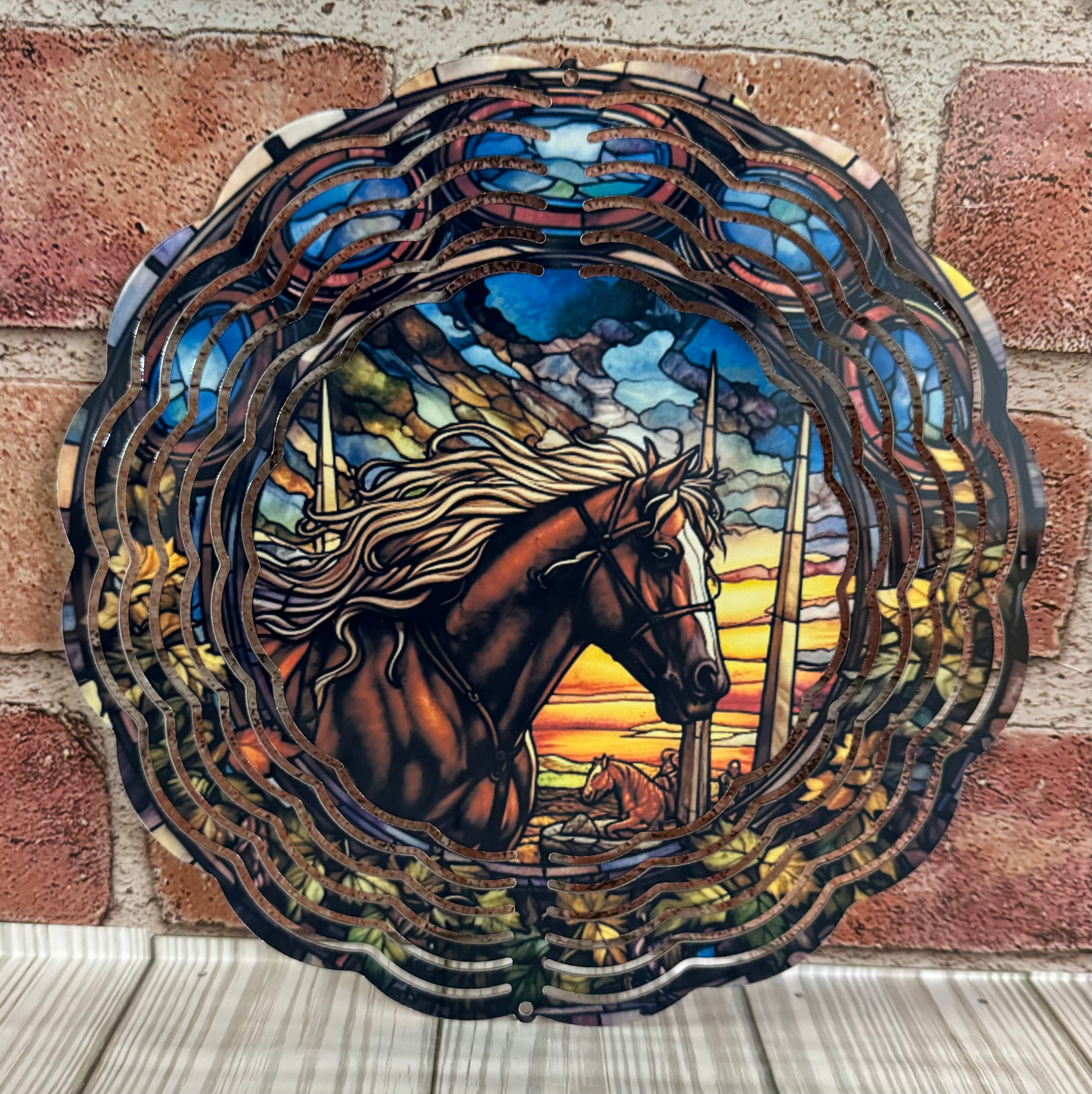 Wind Spinner Stained glass Horse