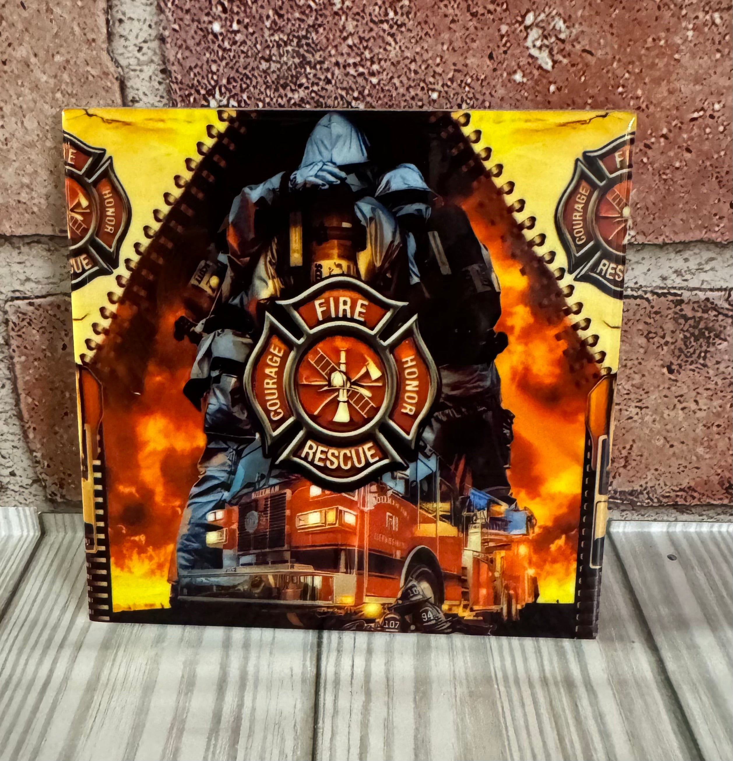 Square Ceramic Coaster Fire and Rescue