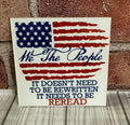 Square Ceramic Coaster We the people flag