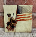 Square Ceramic Coaster Soldier with Flag