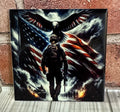 Square Ceramic Coaster Soldier with flag and Eagle