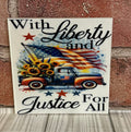 Square Ceramic Coaster With Liberty and Justice for All