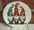 Round Ceramic Coaster Gnomes Christmas lights
