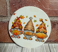 Round Ceramic Coaster Gnomes Fall