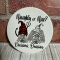 Round Ceramic Coaster Gnomes Naughty or Nice