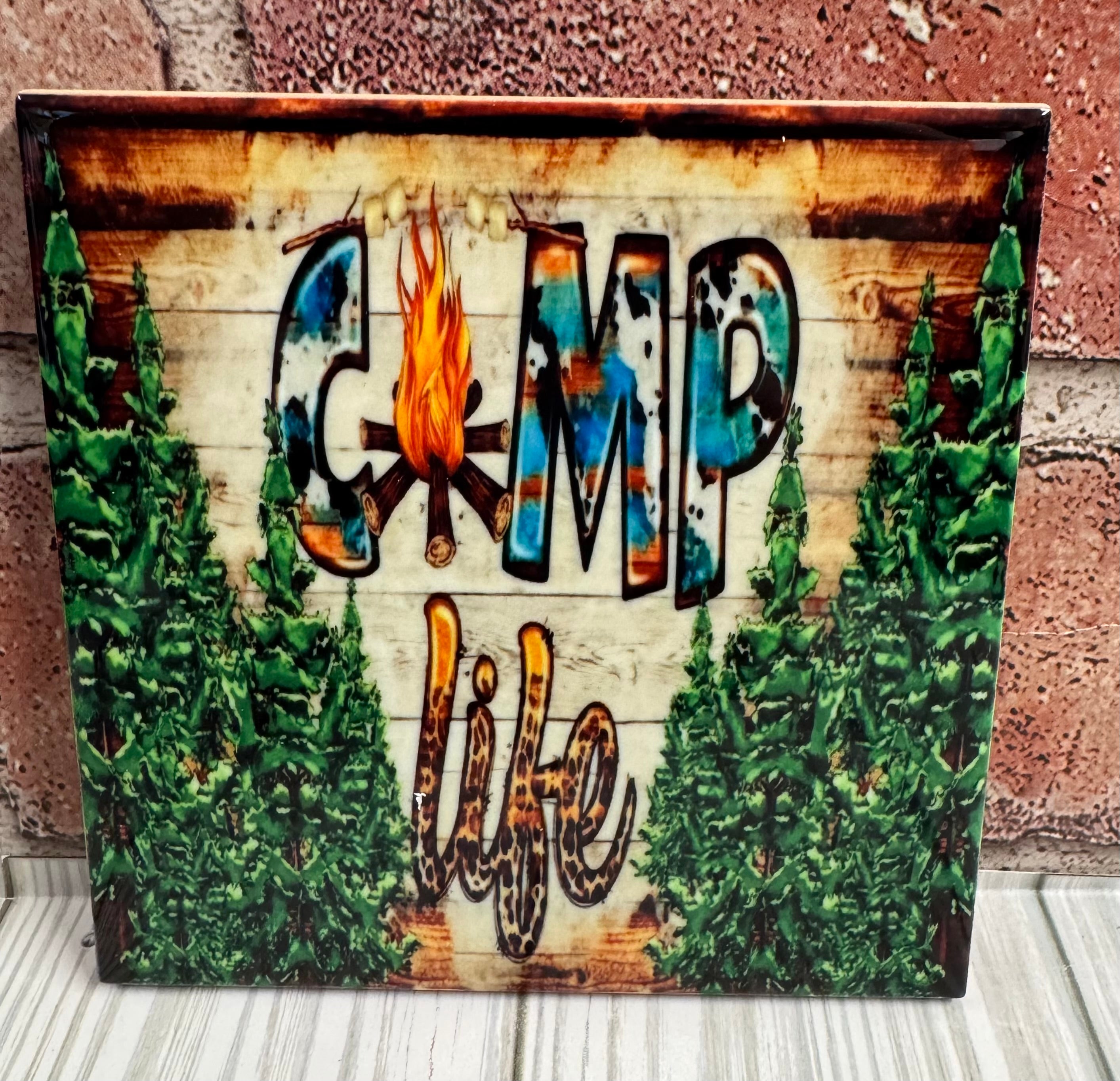 Square Ceramic Coaster Camp Life