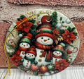 Ceramic Christmas Ornament Red Snowman family