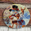 Ceramic Christmas Ornament Snowman with deer