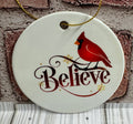 Ceramic Christmas Ornament Cardinal Believe