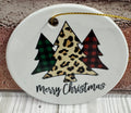 Ceramic Christmas Ornament Leopard and plaid trees