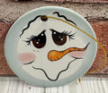 Ceramic Christmas Ornament Snowman face Grey