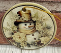 Ceramic Christmas Ornament Tan Snowman with flowers