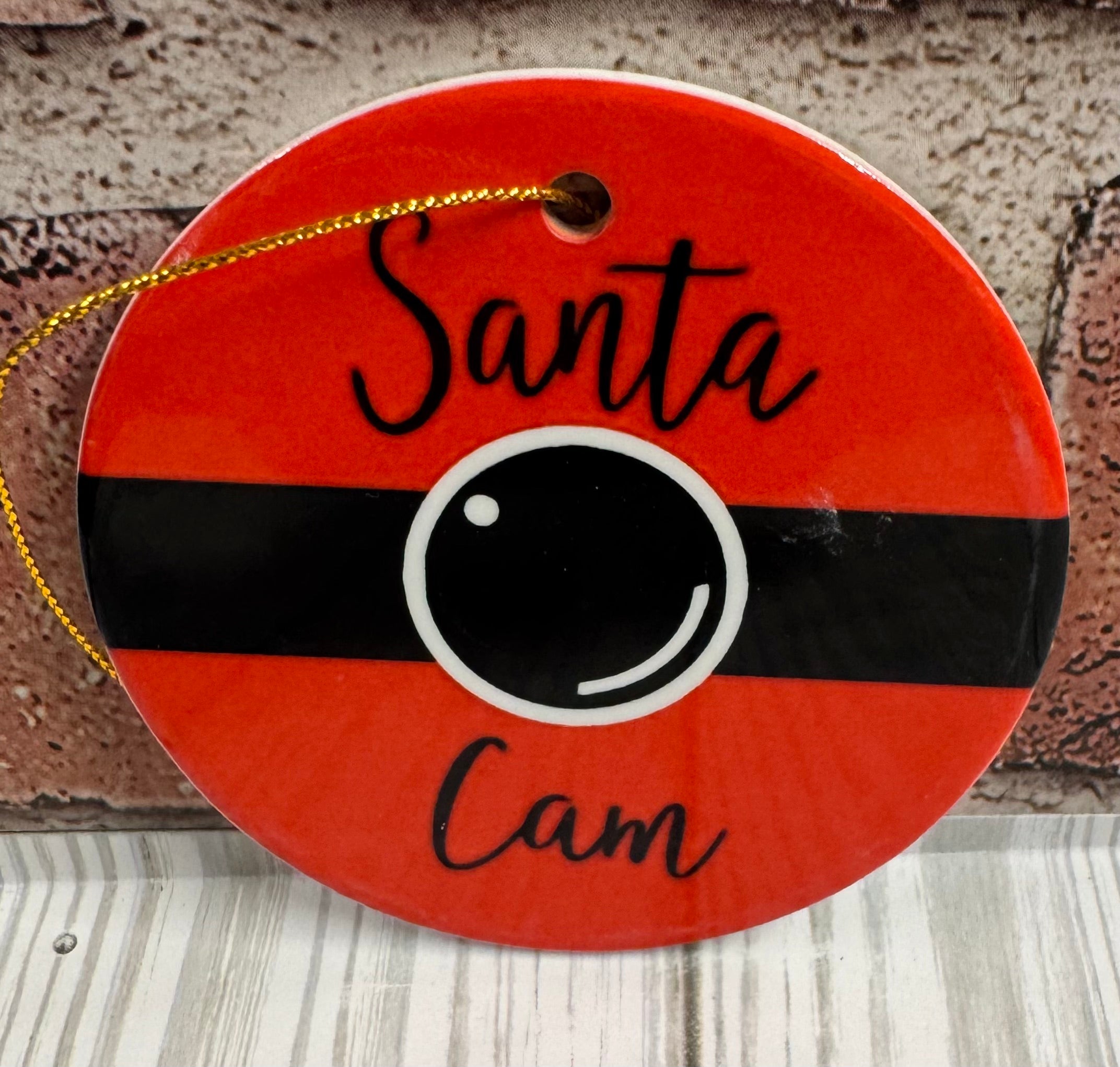 Ceramic Christmas Ornament Santa Cam