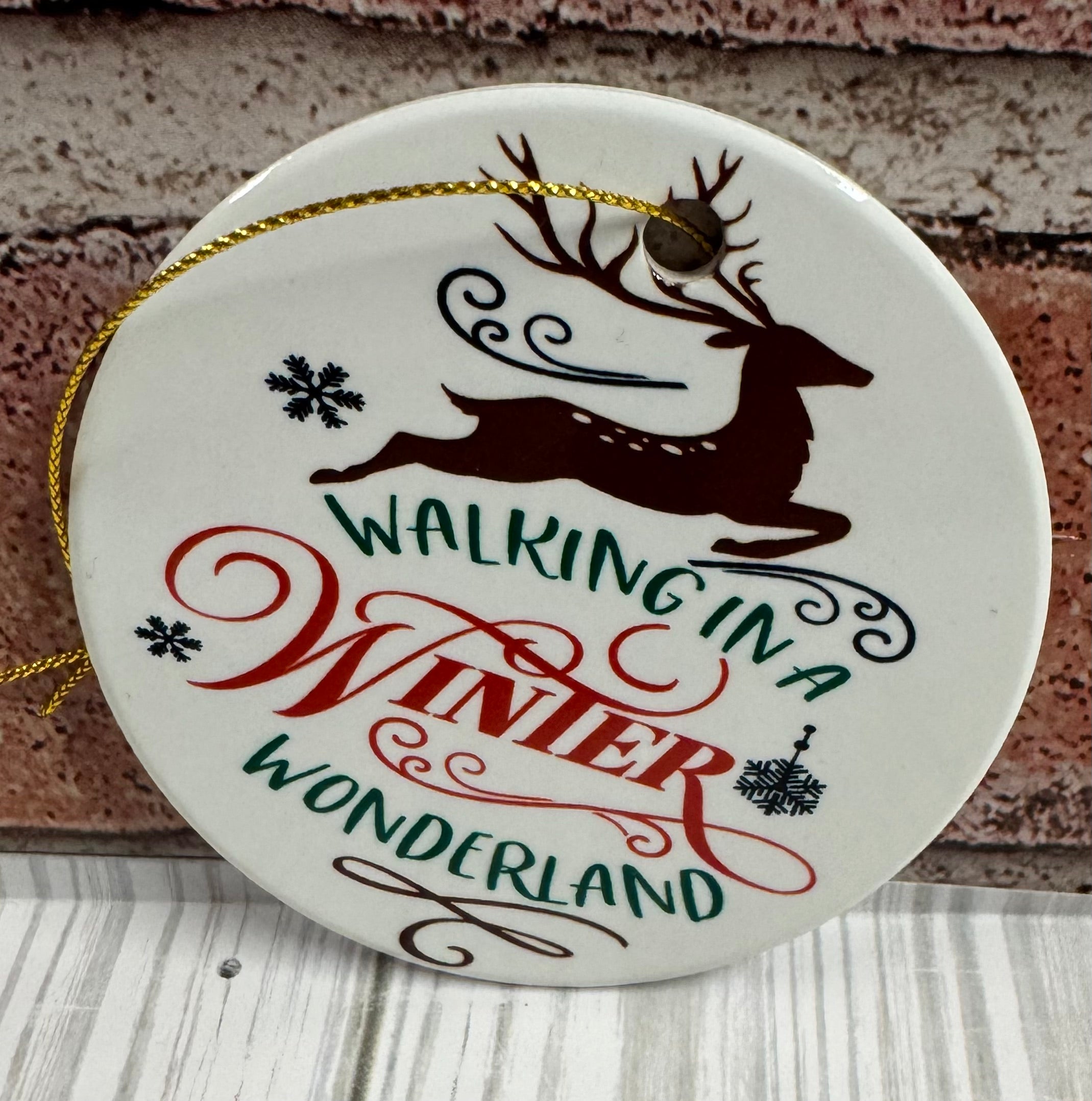Ceramic Christmas Ornament Walking in a Winter Wonderland