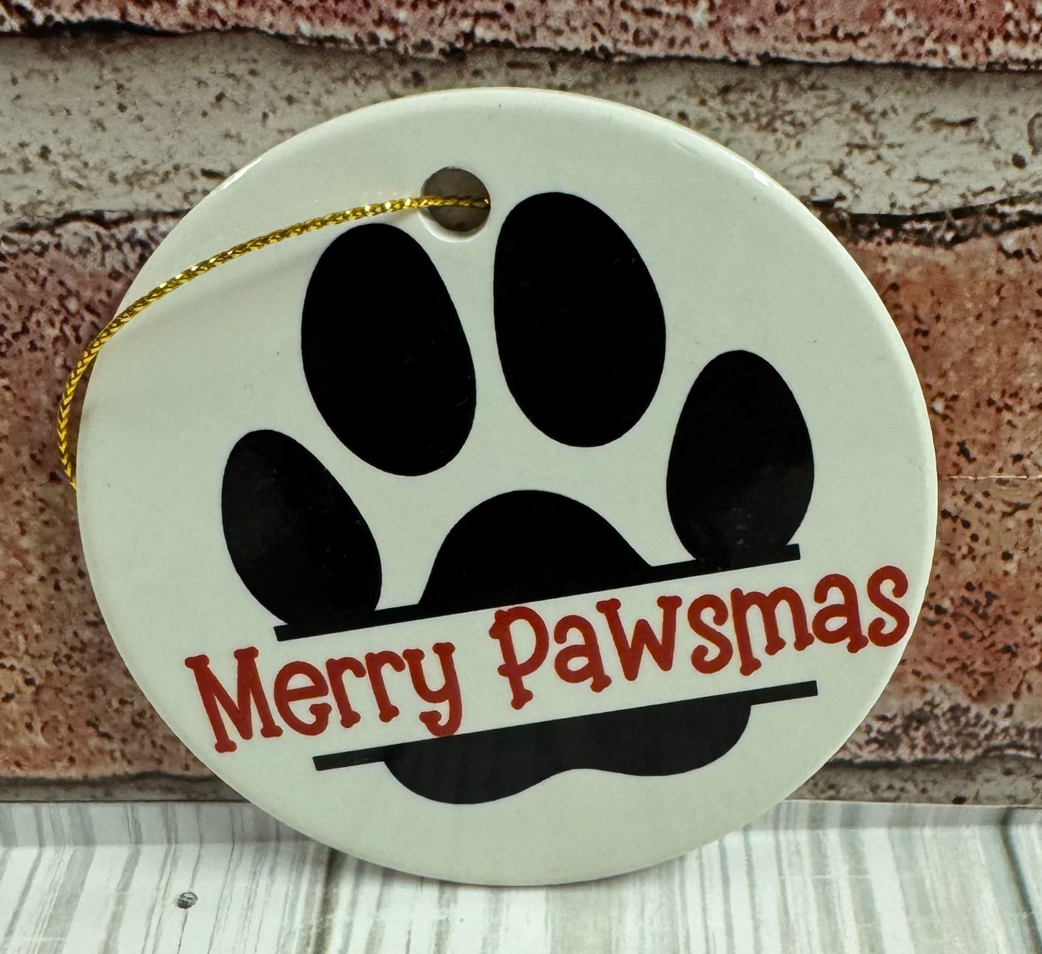 Ceramic Christmas Ornament Merry Pawsmas