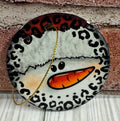 Ceramic Christmas Ornament Snowman face Leopard print