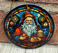 Ceramic Christmas Ornament Stained Glass Santa