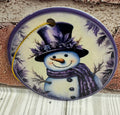 Ceramic Christmas Ornament Purple Snowman