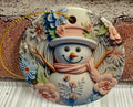 Ceramic Christmas Ornament Snowman pink and blue