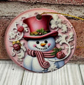 Ceramic Christmas Ornament Pink Snowman