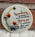 Ceramic Christmas Ornament Remembering you is easy Cardinals